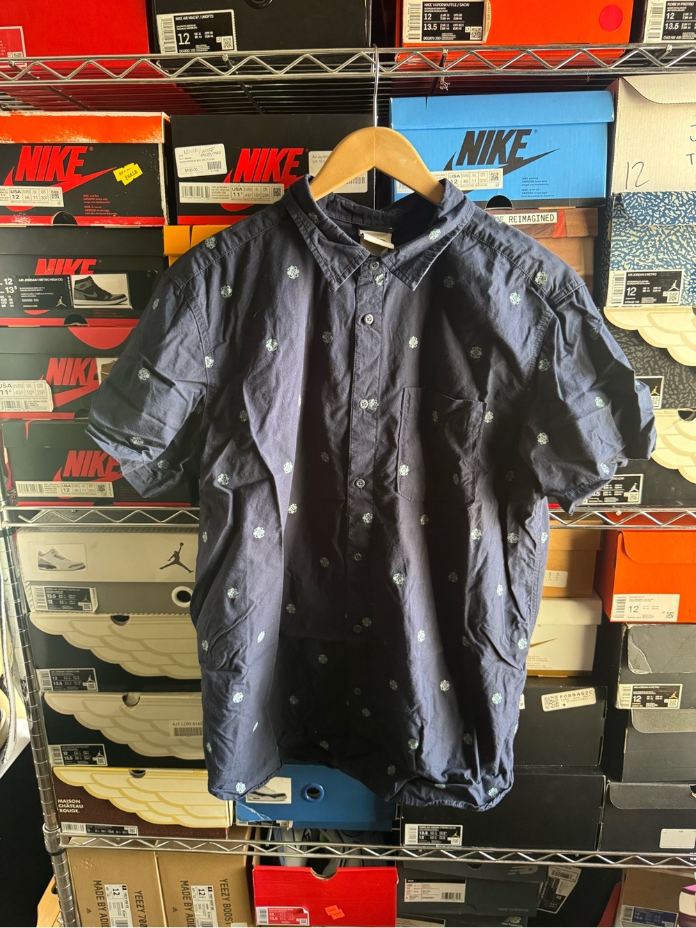The North Face Navy Short-Sleeve Button-Down with Small Floral Print